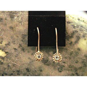 Petite Drop Earrings Clear Rhinestones Crystal Silver Gold Tone Hook Vintage